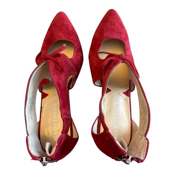 Adrienne Vittadini Pumps Womens 7 M Red Nigel Cutout Suede Chunky Block‎ Heels - Picture 7 of 13
